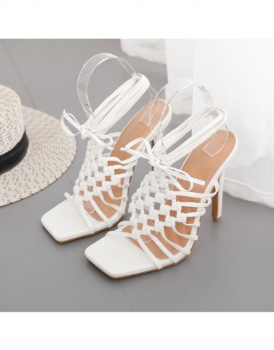 Replica  PU Hollowed Out Ankle Strap Heels #799001 $42.78 USD for Wholesale