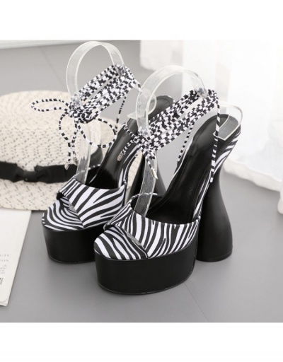 Replica  2022 Zebra Stripes Ankle Strap Heels #799003 $45.50 USD for Wholesale