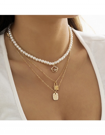  Faux Pearl Chain Design Pendant Layered Necklace #799011 $6.83 USD, Wholesale Fashion Necklaces