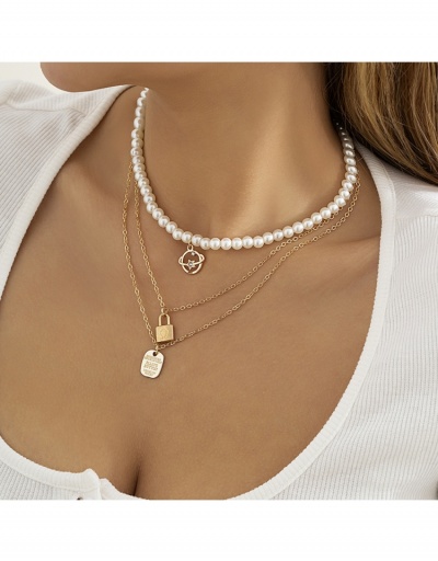 Replica  Faux Pearl Chain Design Pendant Layered Necklace #799011 $6.83 USD for Wholesale