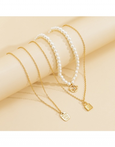 Replica  Faux Pearl Chain Design Pendant Layered Necklace #799011 $6.83 USD for Wholesale