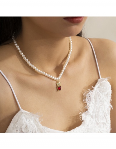 Replica  Fashion Faux Pearl Tiger Pendant Versatile Necklace #799018 $5.50 USD for Wholesale