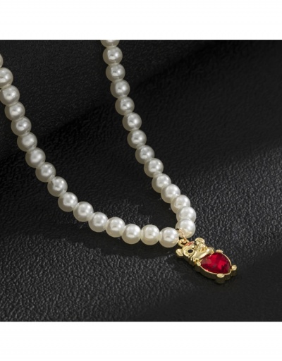 Replica  Fashion Faux Pearl Tiger Pendant Versatile Necklace #799018 $5.50 USD for Wholesale