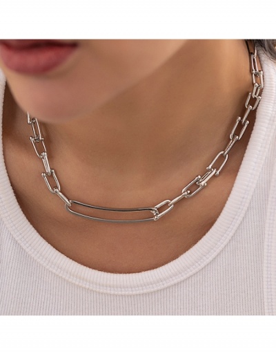 Replica  Punk Geometric Hollow Out Hip Hop Simple Necklace #799020 $6.68 USD for Wholesale