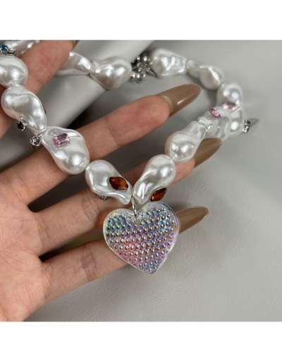 Unique Faux Pearl Rhinestone Heart Pendant Necklace #799022 $17.76 USD, Wholesale Fashion Necklaces