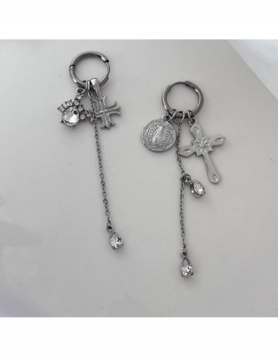  Light Luxury Cross Gold Coin Rhinestone Women's Earrings #799023 $7.36 USD, Wholesale Fashion Earrings