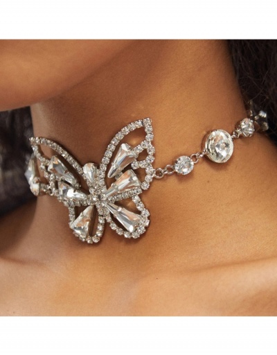 Replica  Rhinestone Butterfly Zircon Design Choker Necklace #799024 $14.61 USD for Wholesale