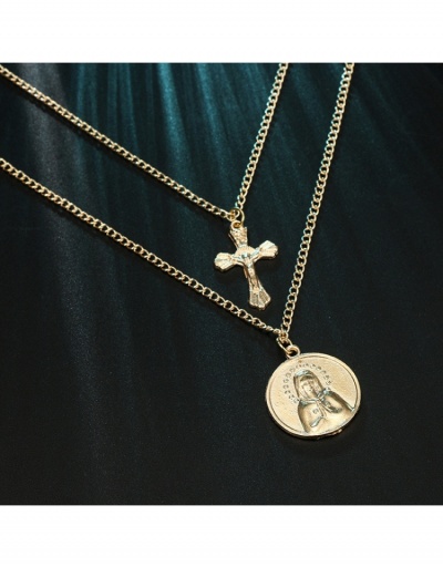 Replica  New Cross Pendant Layered Necklace For Women #799026 $5.33 USD for Wholesale