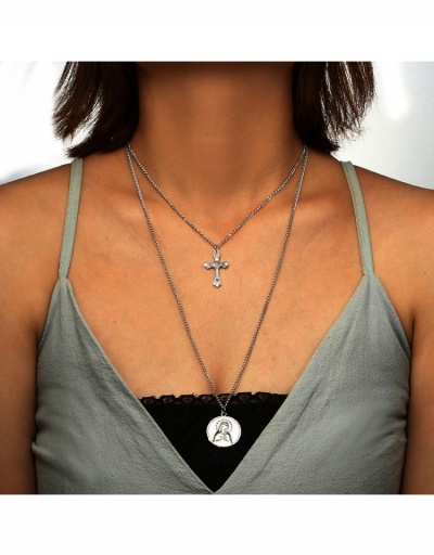 Replica  New Cross Pendant Layered Necklace For Women #799026 $5.33 USD for Wholesale