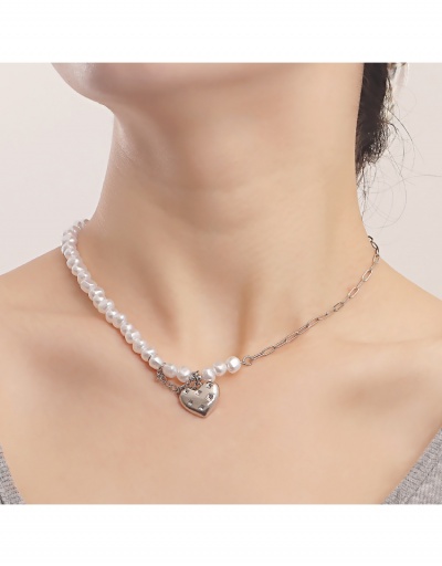  Heart Faux Pearl Hollow Out Girls Necklace #799028 $4.32 USD, Wholesale Fashion Necklaces