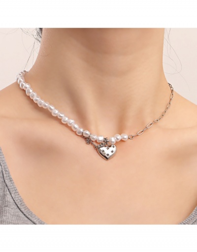 Replica  Heart Faux Pearl Hollow Out Girls Necklace #799028 $4.32 USD for Wholesale