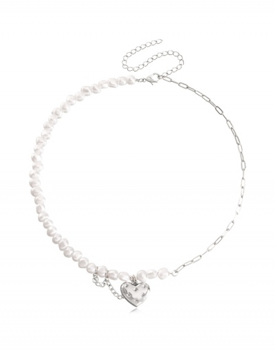 Replica  Heart Faux Pearl Hollow Out Girls Necklace #799028 $4.32 USD for Wholesale