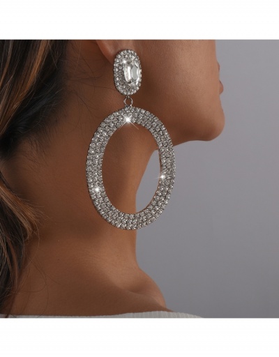 Exaggerated Rhinestone Oval Pendant Earrings #799036 $14.10 USD, Wholesale Fashion Earrings