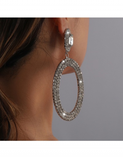 Replica Exaggerated Rhinestone Oval Pendant Earrings #799036 $14.10 USD for Wholesale