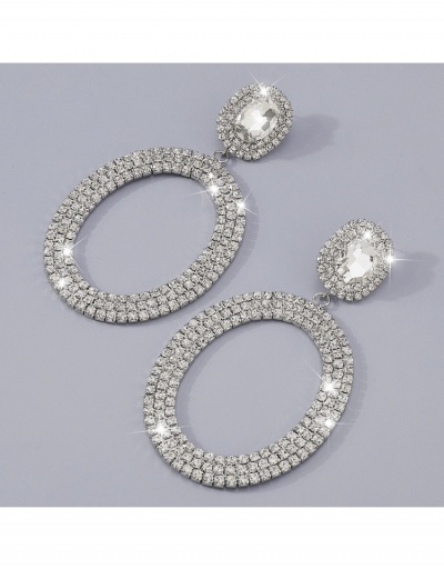 Replica Exaggerated Rhinestone Oval Pendant Earrings #799036 $14.10 USD for Wholesale