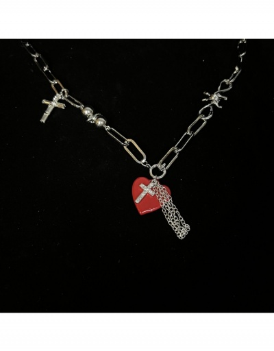 Replica  Fashion Simple Irregular Heart Cross Necklace #799037 $13.66 USD for Wholesale