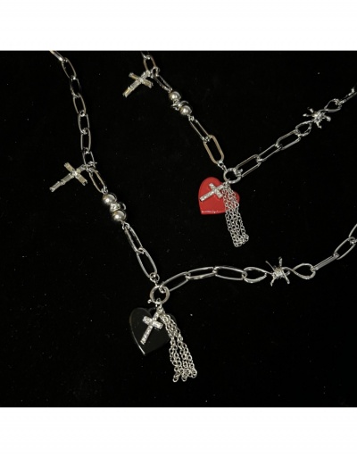 Replica  Fashion Simple Irregular Heart Cross Necklace #799037 $13.66 USD for Wholesale