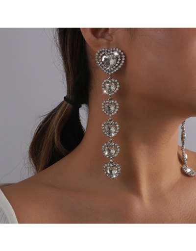 Replica Trendy Rhinestone Heart Pendant Earrings #799038 $13.52 USD for Wholesale