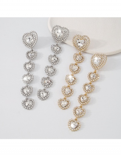 Replica Trendy Rhinestone Heart Pendant Earrings #799038 $13.52 USD for Wholesale