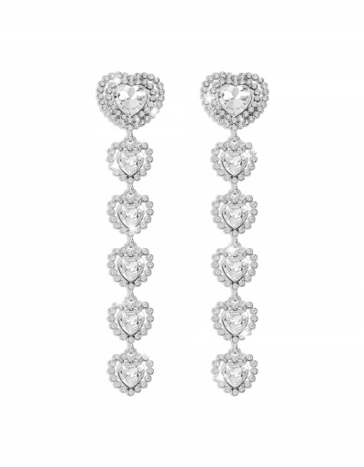 Replica Trendy Rhinestone Heart Pendant Earrings #799038 $13.52 USD for Wholesale