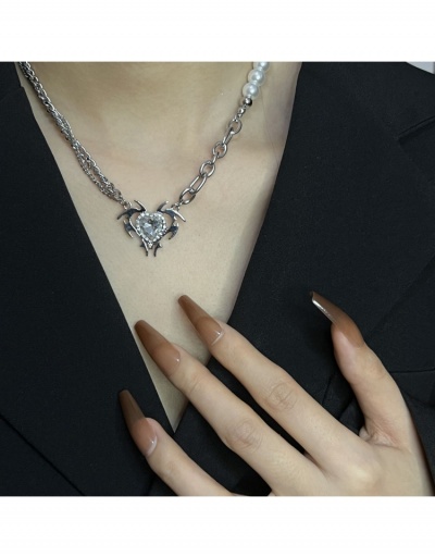 Replica  Fashion Heart Patchwork Faux Pearl Women's Necklace #799043 $7.78 USD for Wholesale