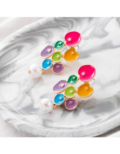 Replica  Contrast Color Faux Pearl Irregular Women Earrings #799065 $5.96 USD for Wholesale