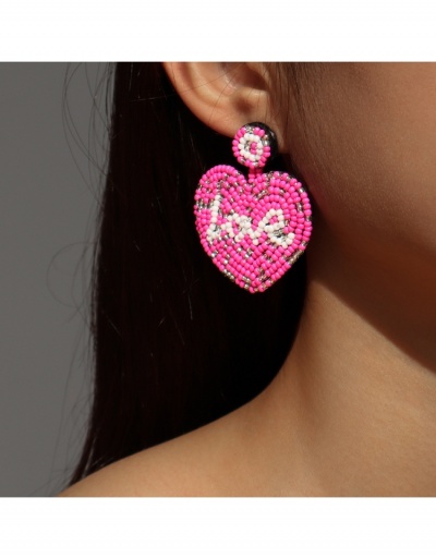  Leisure Letter Heart Beaded Contrast Color Earrings #799067 $11.90 USD, Wholesale Fashion Earrings