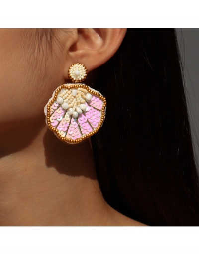  Personalized Beaded Colorful Shell Design Earrings  #799069 $11.83 USD, Wholesale Fashion Earrings