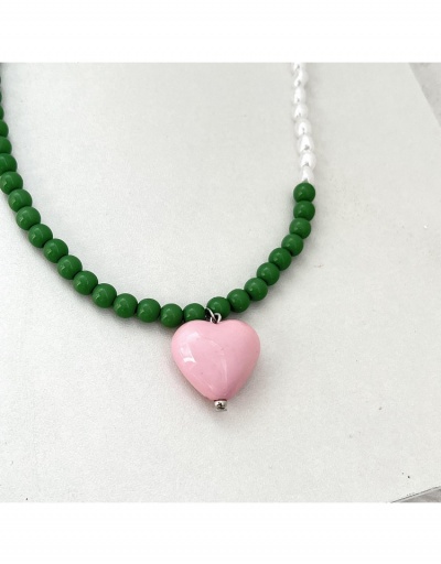 Replica  Korean Design Sense Heart Faux Pearl Necklace #799072 $7.36 USD for Wholesale