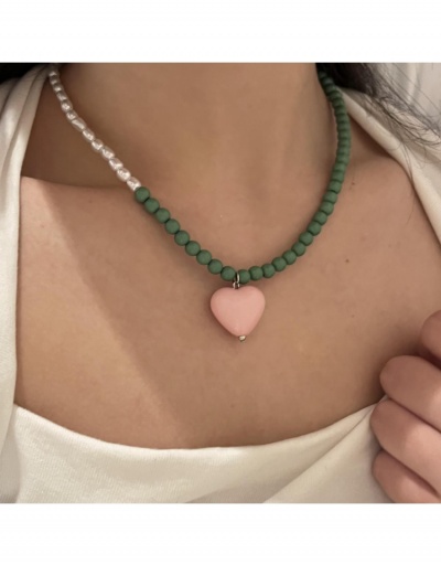 Replica  Korean Design Sense Heart Faux Pearl Necklace #799072 $7.36 USD for Wholesale