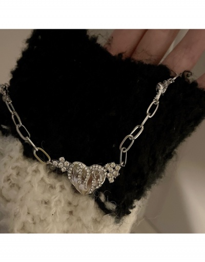 Replica  Metal Decor Rhinestone Heart Hip-hop Necklace #799077 $7.83 USD for Wholesale