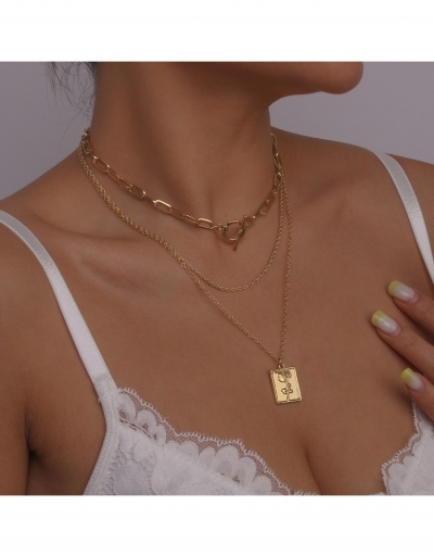 Replica Punk Style Solid Pendant Layered Necklace #799082 $8.32 USD for Wholesale