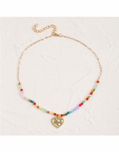 Replica  Cute Crystal Heart Personalized Beaded Simple Necklace #799086 $5.80 USD for Wholesale