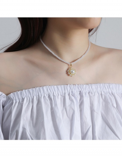 Replica New Flower Faux Pearl Korean Style Necklace #799090 $4.76 USD for Wholesale