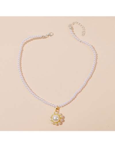 Replica New Flower Faux Pearl Korean Style Necklace #799090 $4.76 USD for Wholesale