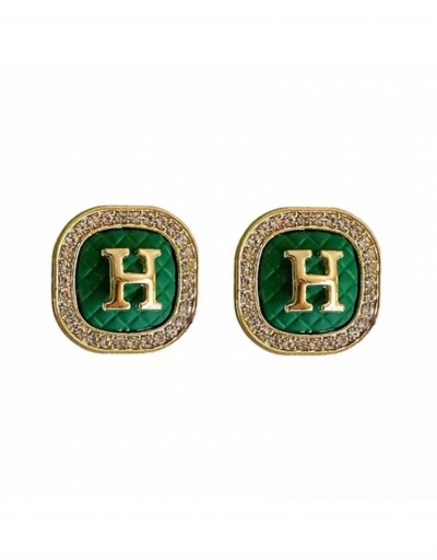 Replica Easy Matching Black Rhinestone Letter Geometric Stud Earrings #799097 $4.65 USD for Wholesale