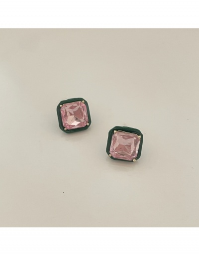 Retro Green Heart Geometric Rhinestone Stud Earrings #799100 $10.02 USD, Wholesale Fashion Earrings