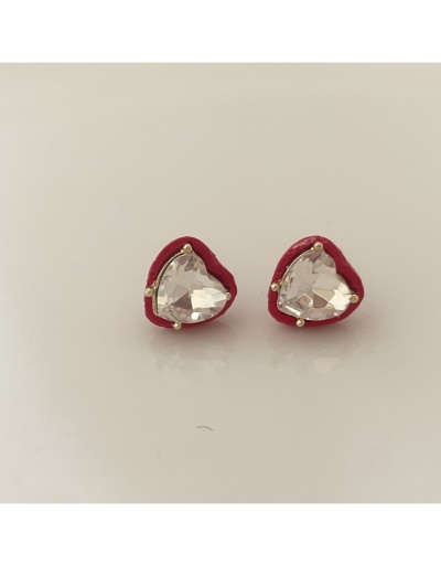 Replica Retro Green Heart Geometric Rhinestone Stud Earrings #799100 $10.02 USD for Wholesale