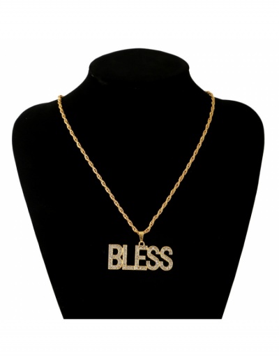 Replica Hip Hop Letter Rhinestone  Pendant Necklaces #799114 $6.85 USD for Wholesale