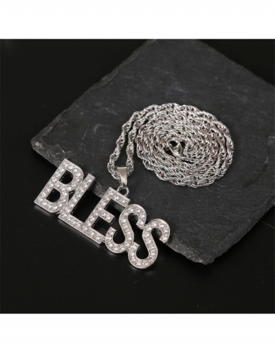 Replica Hip Hop Letter Rhinestone  Pendant Necklaces #799114 $6.85 USD for Wholesale