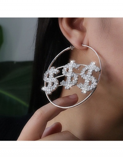 Replica Creative Dollar Rhinestone Earrings For Ladies #799121 $11.28 USD for Wholesale