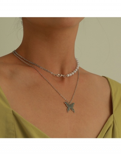 Replica  Fashion Heart Faux Pearl Butterfly Pendant Women's Necklace #799122 $4.35 USD for Wholesale