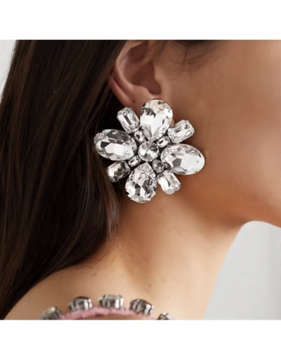 Unique Stylish Party  Rhinestone  Flower Ladies Earrings #799125 $12.15 USD, Wholesale Fashion Earrings