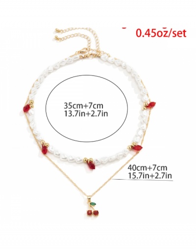 Replica  Double Layered Faux Pearl Drop Cherry Pendant Necklace #799138 $8.14 USD for Wholesale