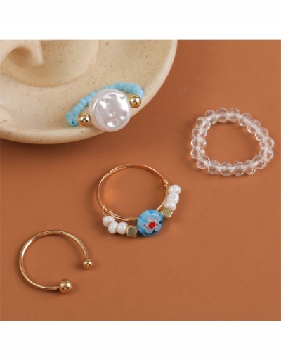 Replica Fashion Flower Faux Pearl Ring Sets For Women #799139 $6.16 USD for Wholesale