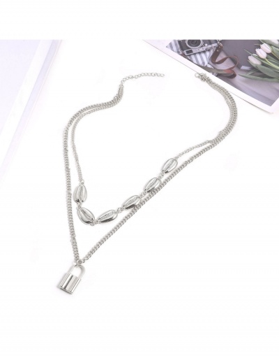  Exaggerated Fashion Multi-layer Shell Lock-shaped Necklace #799140 $4.87 USD, Wholesale Fashion Necklaces