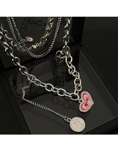  Pink Heart Minority Design Double Layer Collarbone Chain #799142 $5.98 USD, Wholesale Fashion Necklaces