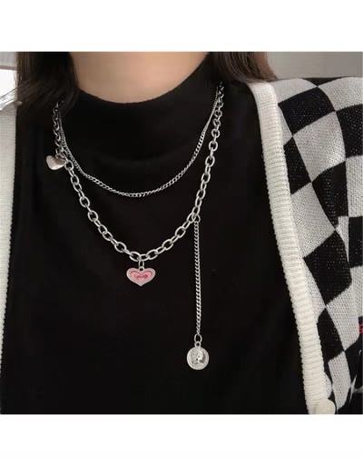 Replica  Pink Heart Minority Design Double Layer Collarbone Chain #799142 $5.98 USD for Wholesale