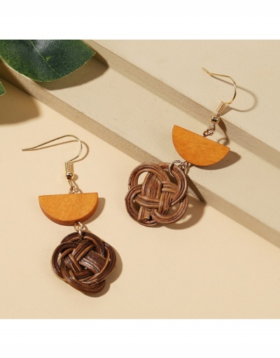 Replica  Simple Wood Woven Geometric Eardrop Female Earrings #799143 $5.75 USD for Wholesale