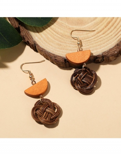 Replica  Simple Wood Woven Geometric Eardrop Female Earrings #799143 $5.75 USD for Wholesale